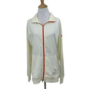 Nike Golf Sport Jacket Women's Size L Ivory Retractable Hood Full Zip Athletic